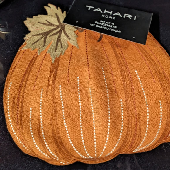 Tahari Pumpkin Placemats - Orange and Brown - Picture 1 of 5